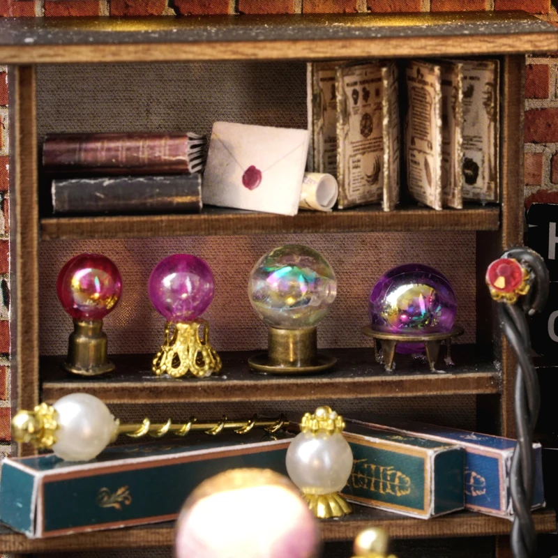 DIY Wooden Dollhouse Moon Magic Room Mini Roombox Miniature Doll Houses Building Kits with Furniture LED Light for Birthday Gift 4