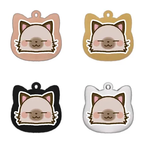 Cute Personalized Cat Tags Stainless Steel Colored Pattern Pets Cat Name Tags Pendant Engraved Keyring Kitten Accessories