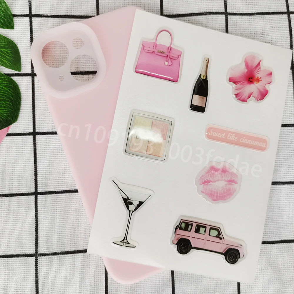 Personalized 3D Phone Case Dome Epoxy Sticker Resin ipad Label Silicone Decorative Crystal Gel Jelly cute DlY Shapes transfer sticker,watch dial sticker