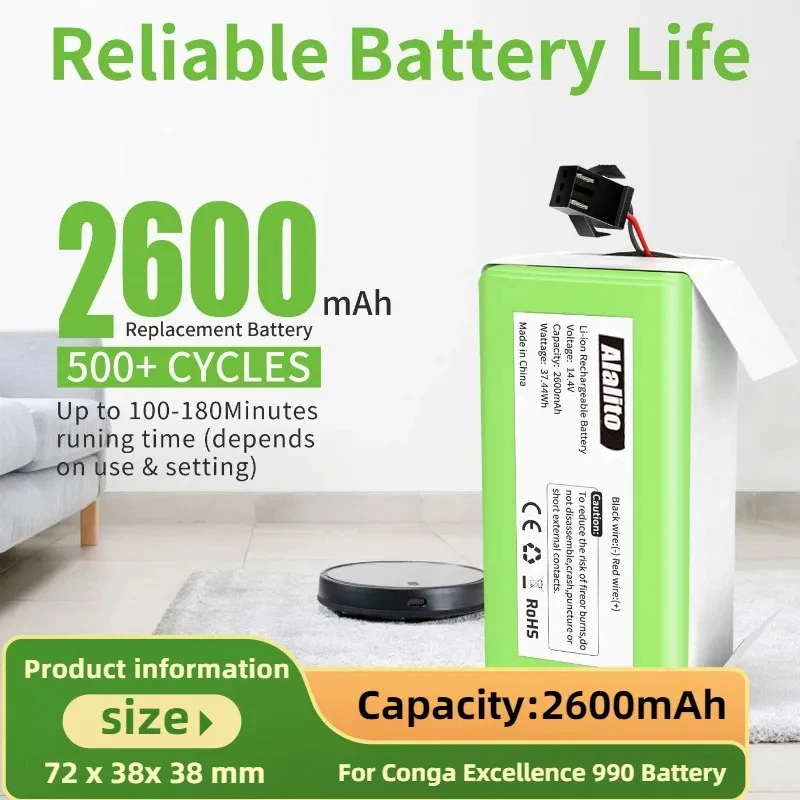 Genuine 14.4V 2600mAh Li-ion Battery for Conga Excellence 990 1090 1790  1990 Ecovacs Deebot N79 N79S DN622, Eufy Robovac 30 35C - AliExpress