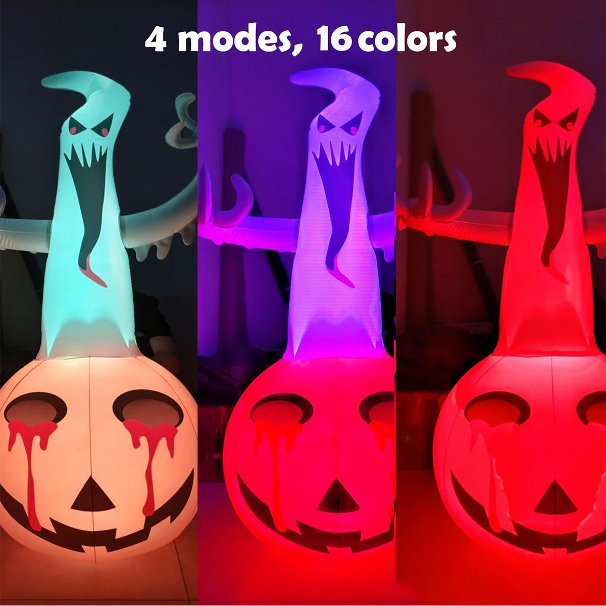 Inflatable Pumpkin Ghost Halloween Decorations Battery Powered With LED Lights Outdoor Holiday Decorations PVC Material For Home 4