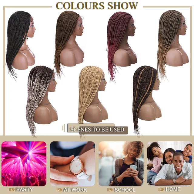 My Lady Synthetic 25inches Lace Front Box Braiding Wig Frontal Brazilian For Black Woman Long Straight