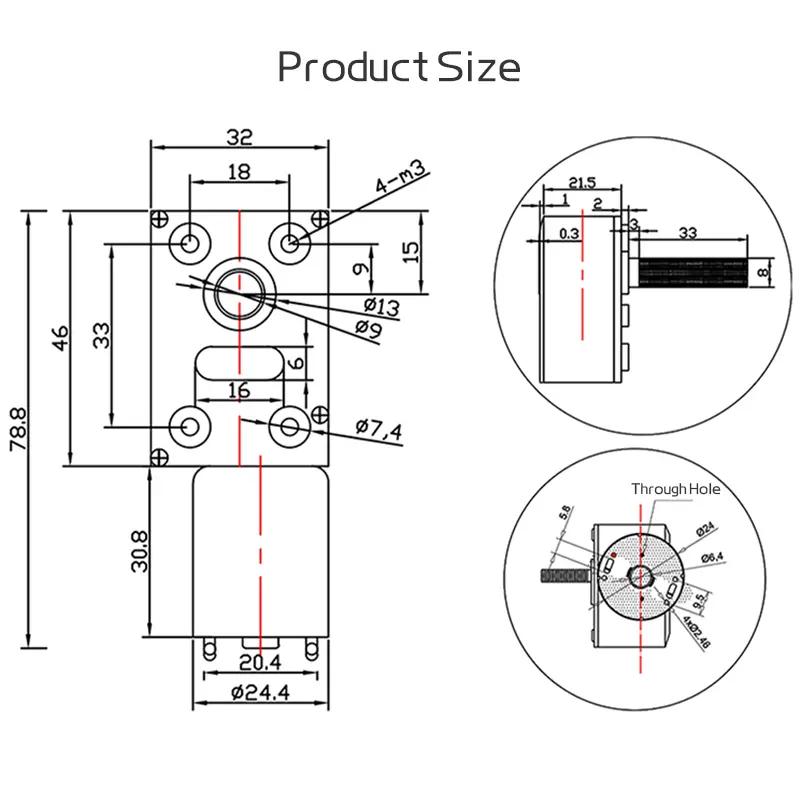 JGY-370-M8 Screw Shaft Micro Turbine Worm DC Reduction Motor 12V/24V Speed Regulation 1RPM~375RPM Self-locking Small Motor image 2
