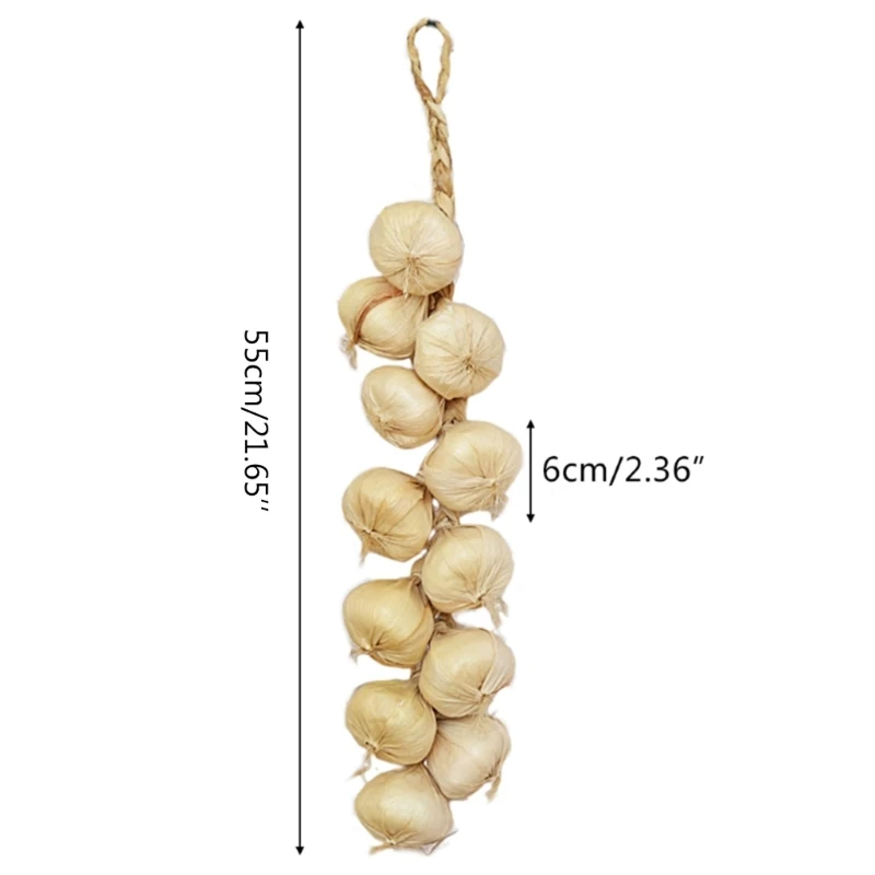Simulation Artificial Vegetable Garlic String Food Model Vegetable Ornaments Artificial Plant Flowers 1Pc for Restaurant Hotel Home Garden Wedding Kitchen Decoration