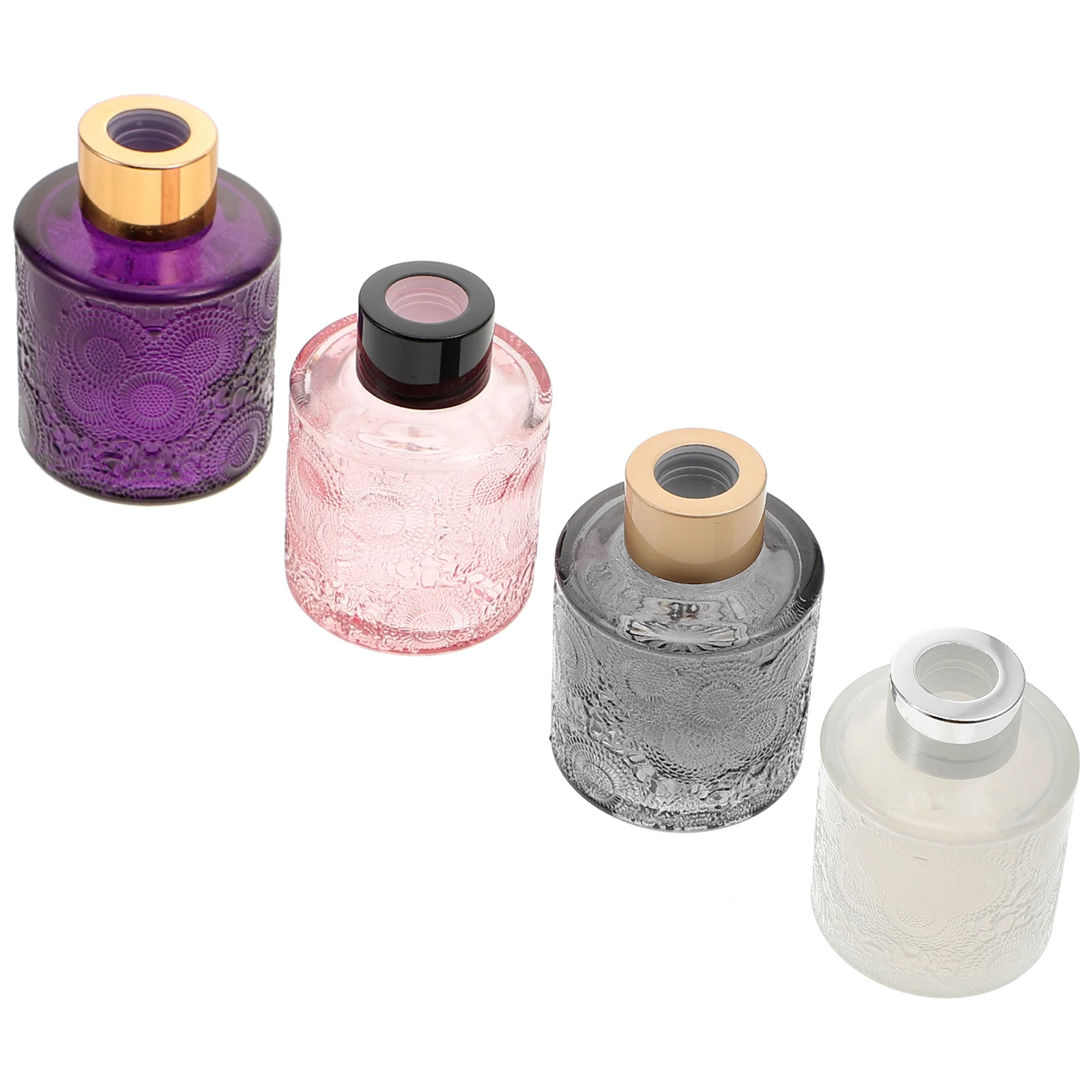 

Refillable Diffuser Bottles Wooden Diffuser Sticks Clear Glass Bottles Vintage Embossed Glass Diffuser Bottles