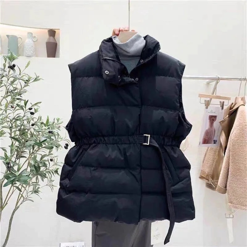 Deeptown 여성용 겨울 패딩 조끼, 민소매 재킷, 스트리트웨어 패션, 올드 머니 스타일, 한국 동대문 2023,한국인 리뷰 많은 옷오버사이즈 캐주얼 다운 Y2k