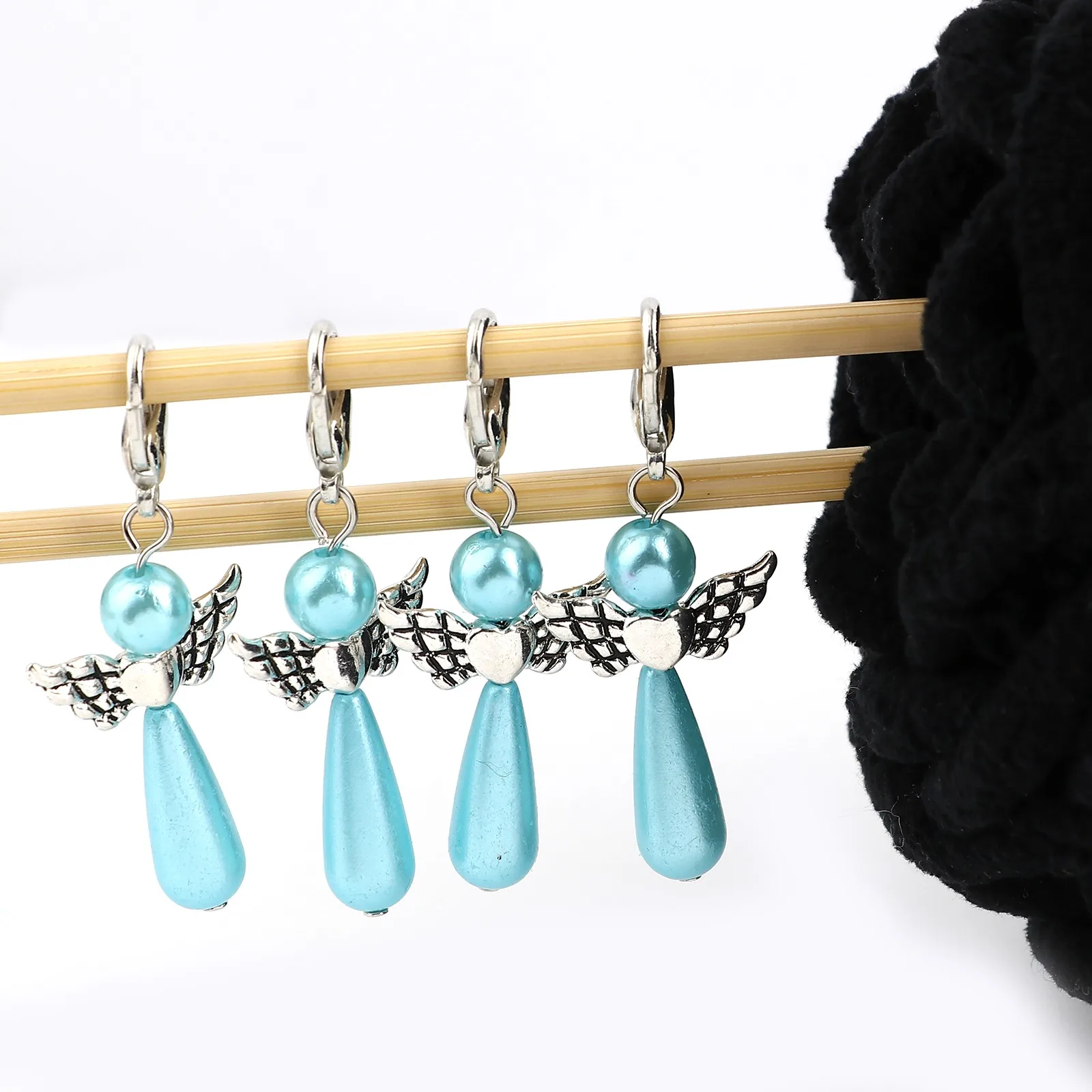 5Pcs Angel Pendant Locking Stitch Markers Matel Crochet Latch per kit di pennarelli artigianali fai da te Clip ad ago strumenti per maglieria