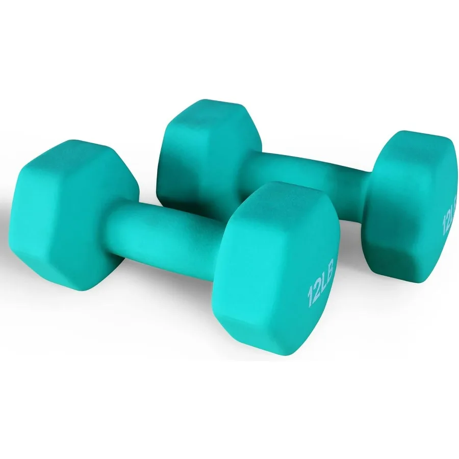 Fitvids Neoprene Dumbbell Hand Weights AntiSlip Antiroll Hex Shape Colorful Pair or Set with Stand