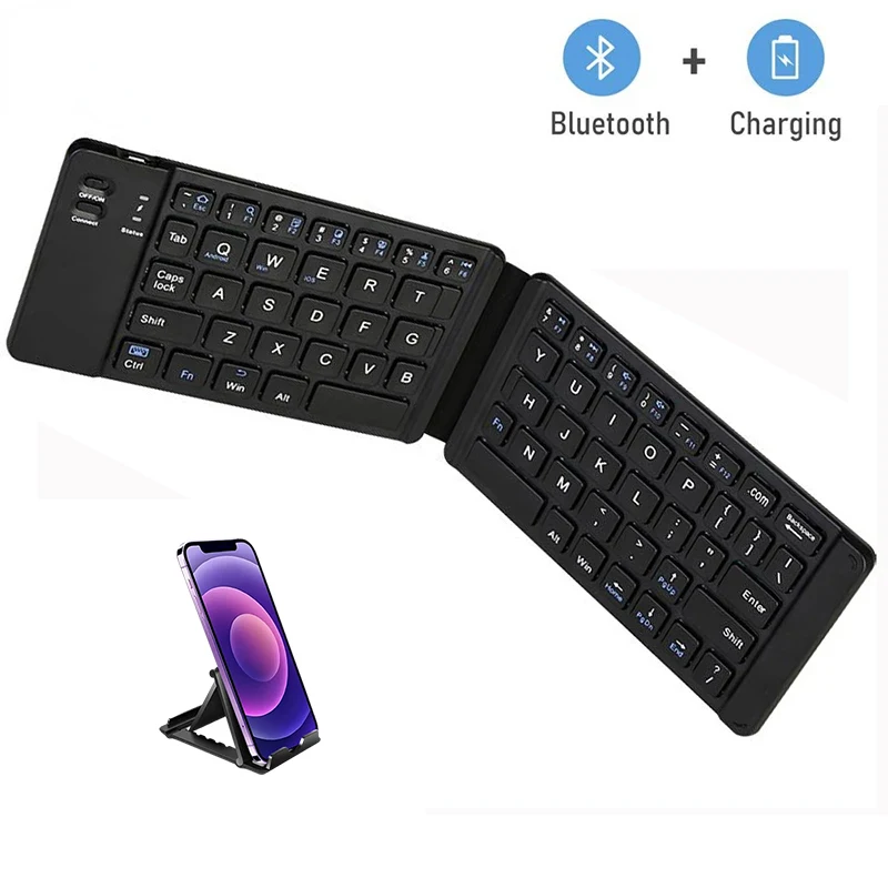 BOW Mini Wireless Bluetooth Mobile Phone Keyboard Rechargeable Foldable Keyboard Folding Bluetooth For Android IOS