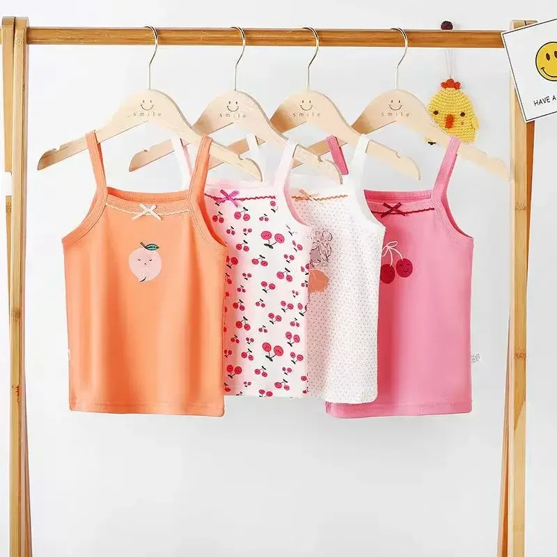 Summer Cotton Bamboo Tank Tops For Kids Girls Outfits Undershirt Teenager Singlets