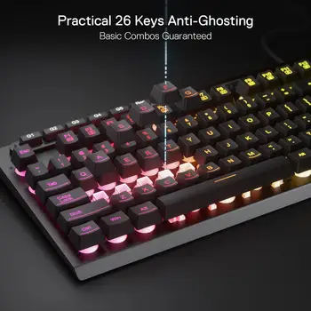 Redragon K513 RGB Membrane Gaming Keyboard, Standard 104 Keys Linear Wired Mechanical-Feel Keyboard 5