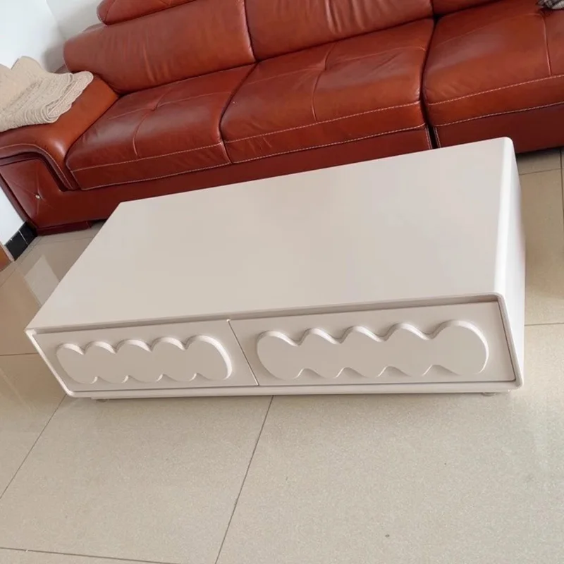 

Square Luxury Coffee Table White Japanese Minimalist Storage Tables Drawers Aesthetic Mueble Entrada Recibidor Furniture