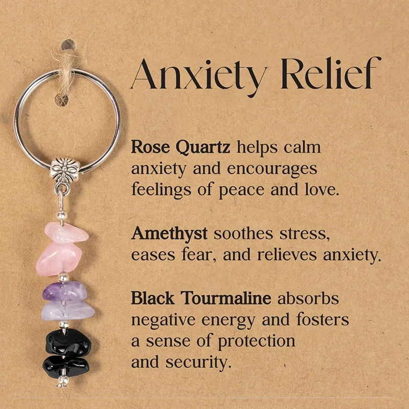 מחזיק מפתחות NaturaL CrystaLs מתנה ל-New BeGinninGs אבן קטנה HeaLinG מחזיק מפתחות להקלה על חרדה HeaLinG CrystaLs