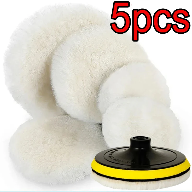 5 Sizes 75-180mm Wool Polishing Disc Car Waxing Polishing Buffing Car Paint Care Polisher Pads Auto Washing Accessories