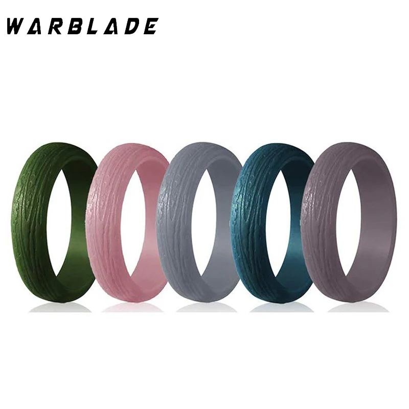 Warblade 5.7Mm Fashion Food Grade Fda Anelli In Silicone Modello Albero Donne Elastici Da Sposa Anello Da Dito In Silicone Ipoallergenico