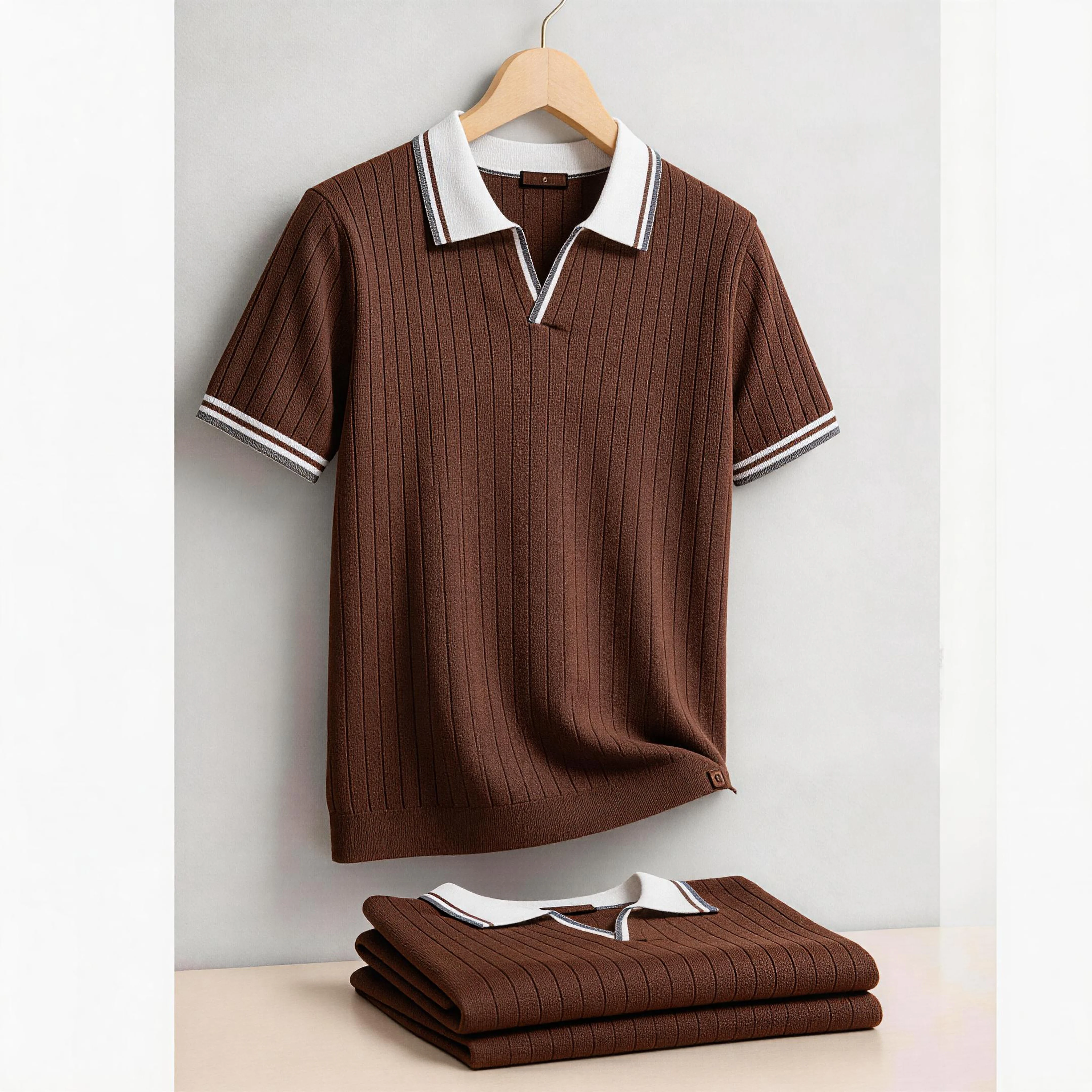 AIOPESON Herren-Poloshirt, 100 % Baumwolle, weich, hautfreundlich, einfarbiger Kragen, elegant, lässig, Old-Money-Stil, Herrenbekleidung
