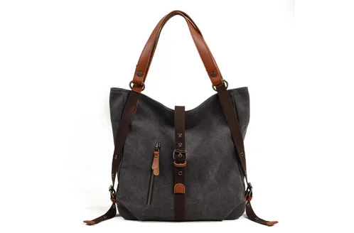 Leather Roll Top Backpack With Pockets