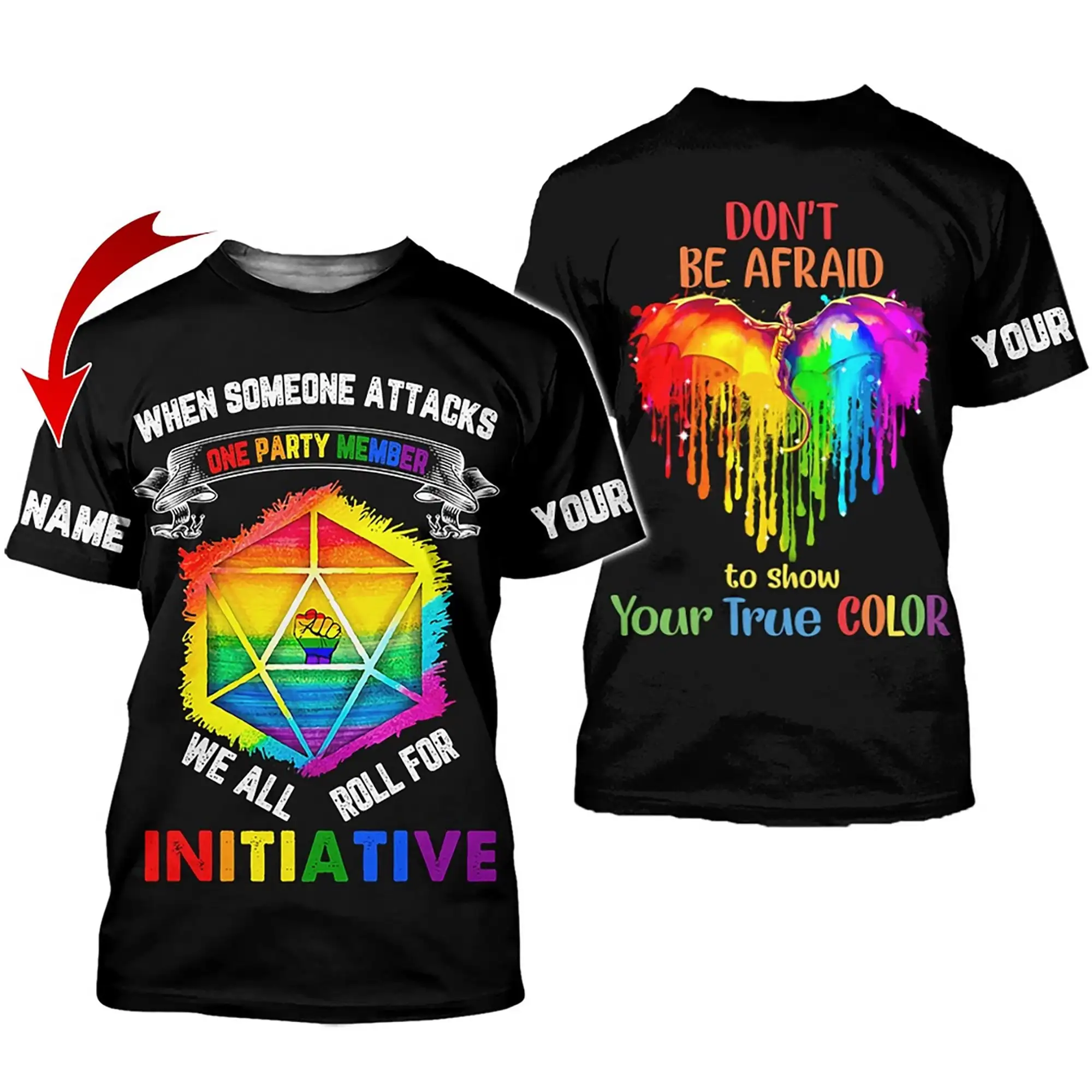 

Europe and America Fashion LGBT Customize Your Name T Shirt Streetwear Short Sleeve Personality Tee Shirt