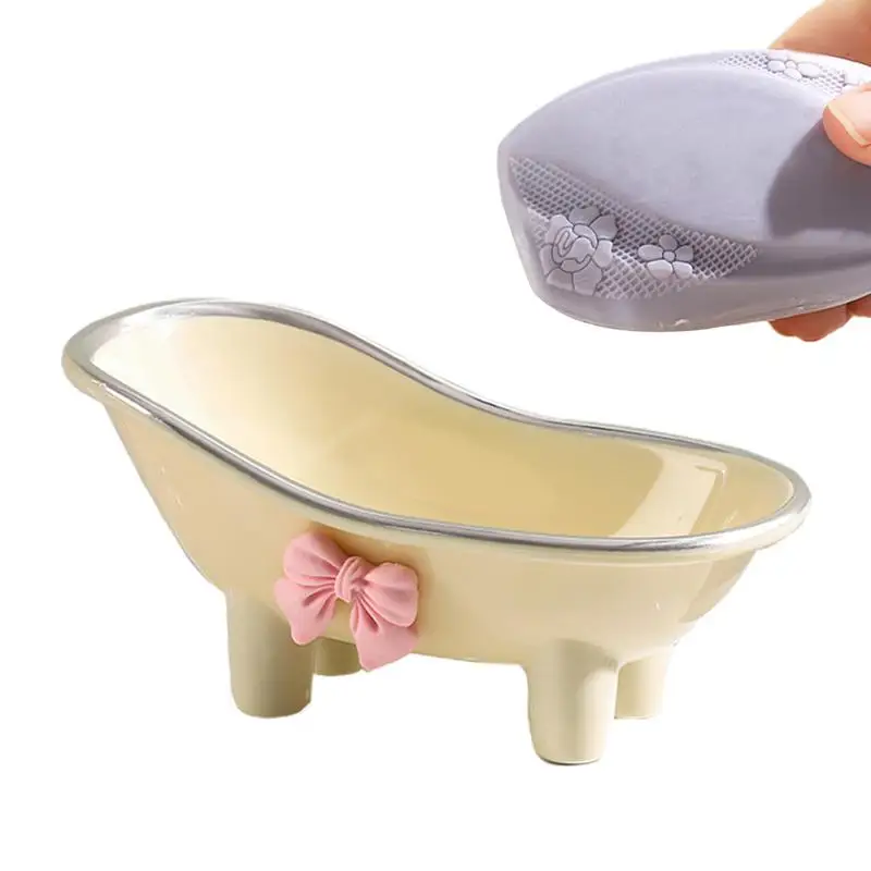 

Soap Holder Shower Easy Cleaning Soap Saver Dry Stop Mushy Soap Tray Strong Sponge Holder Cartoon Bathtub Shape Holder