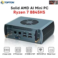 Topton Solid FU03 AI Gaming Mini PC AMD Ryzen 7 8845HS 2*Intel 2.5G 2*DDR5 2*NVME Firewall Router Computer Windows 11 4x8K WiFi6 1