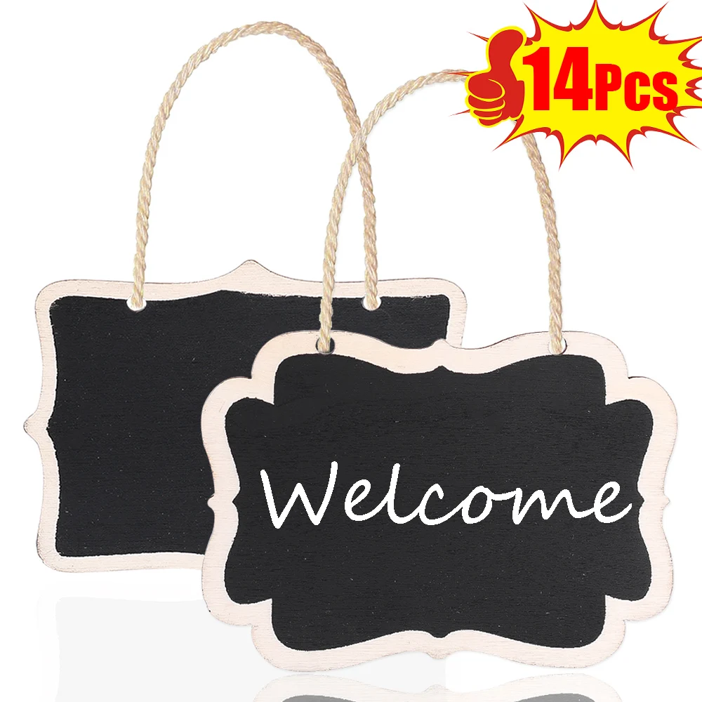 Hanging Wooden Double Side Blackboard DIY Detachable Lanyard Message Board Wedding Party Decoration Chalkboard Reusable
