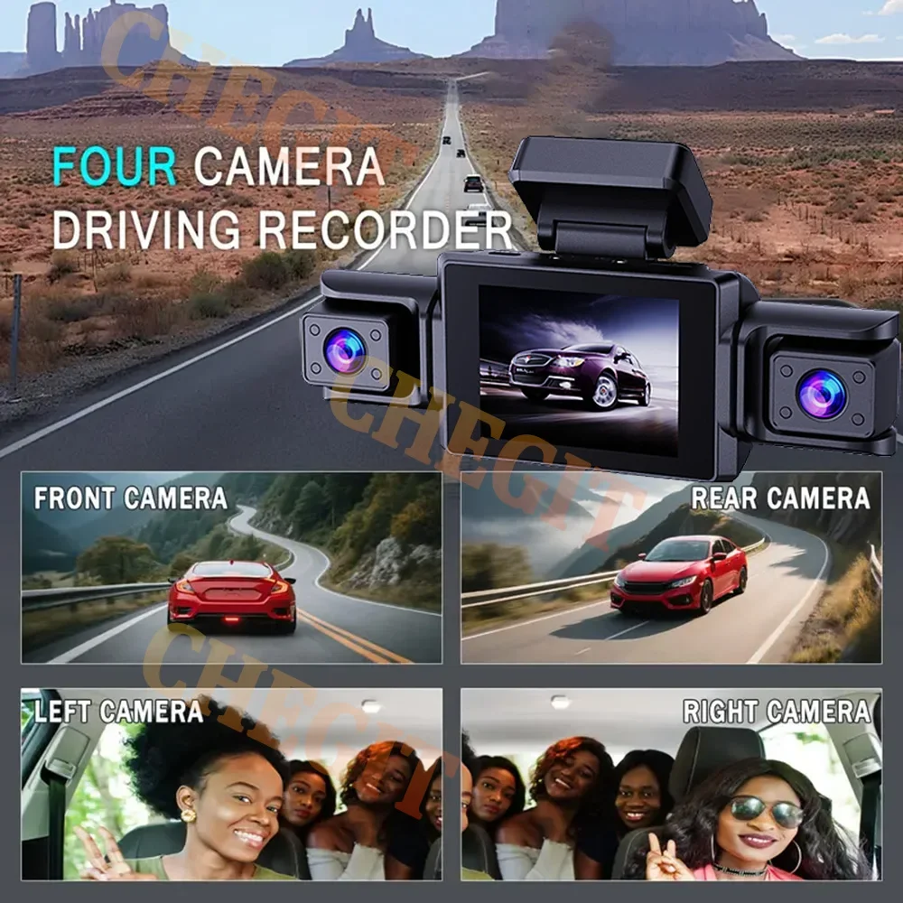 WIFI APP Car DVR 360° Car Camera 4Channels Car recording 1080P DashCam Front Left right With Rear View Camera Car Accessories