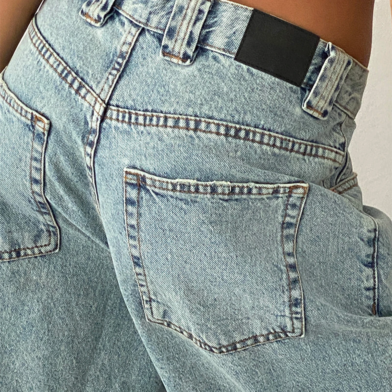 New Fashion Womens Knee Length Denim Shorts Loose Solid Color Low Rise Wide Leg Long Shorts With Pockets For Summer S-2XL