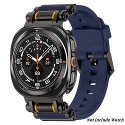 Premium Metal Case with Soft Silicone Strap for Galaxy Watch Ultra - Stylish Smartwatch Accessories (Black Blue)