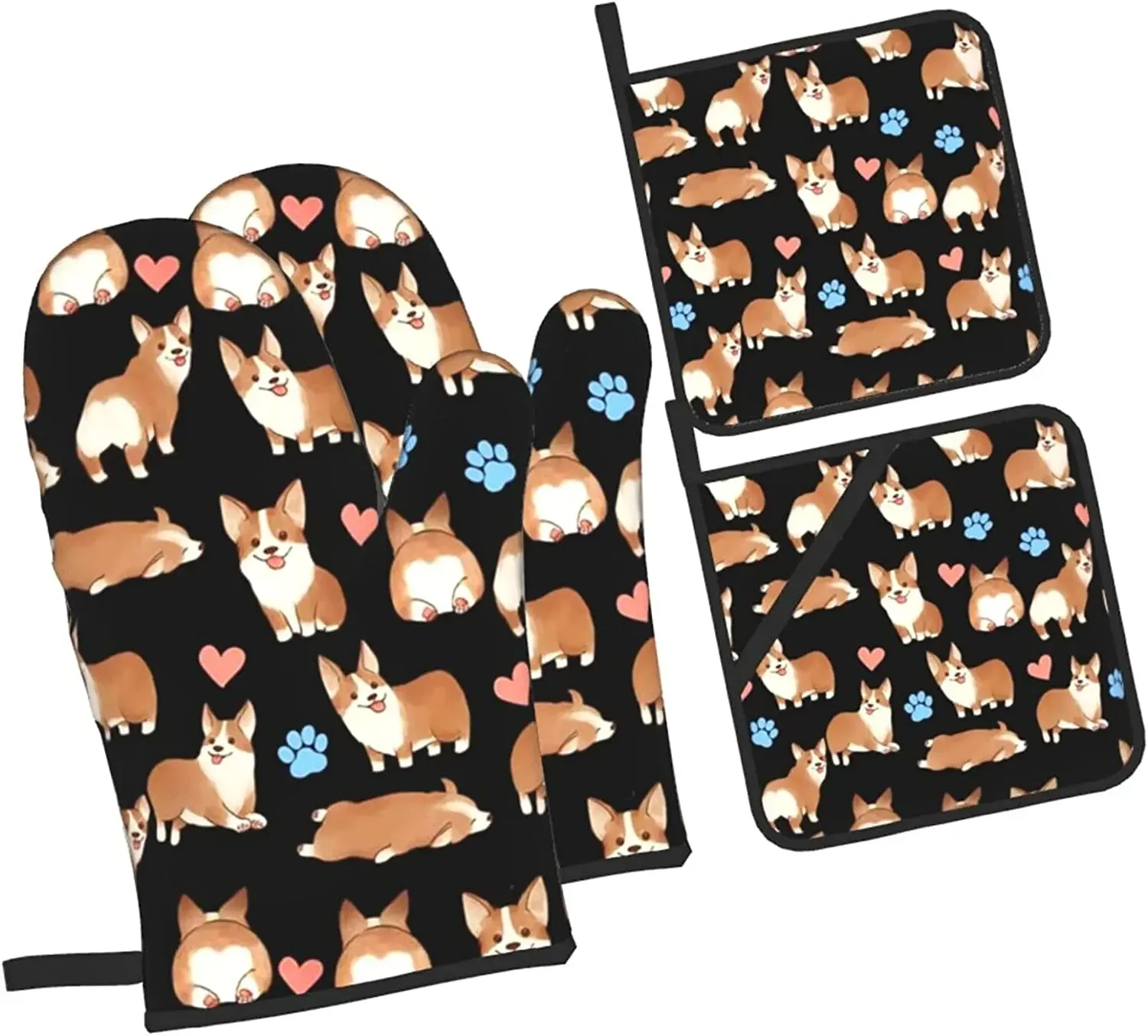 

4 шт., термостойкие Нескользящие кухонные перчатки для приготовления пищи