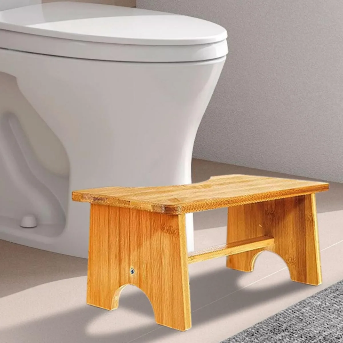 Portable Bamboo Squatting Toilet Stool-Sturdy Design, Rounded Corners, Ergonomic, Ideal for Adults, Easy to Clean