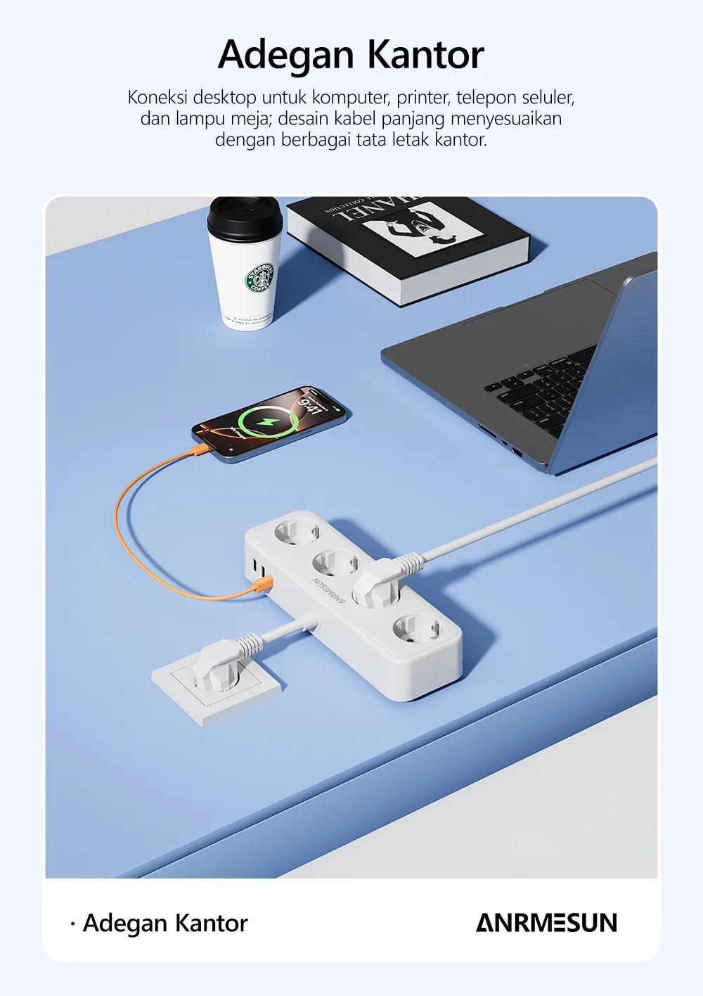 EU Power Strip With 2 USB A And 1 Type C Port 4 AC Outlet Fast Charge Electrical Extension Socket Se7c6b5fc6b744e608623d37c4719fae7s
