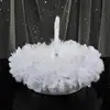 Flower Girl Baskets The Fabric Lace Rhinestones Decoration Handle Flower Girl Basket White Flower Basket Wedding Flower Basket 2