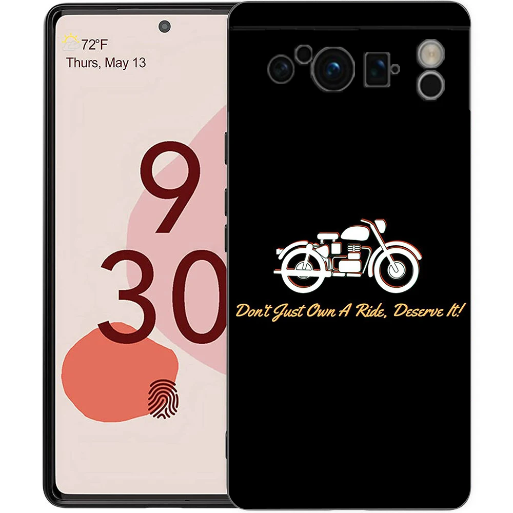 Luxury TPU Phone Case with Motorcycle Heartbeat Design - Black Soft Back Cover