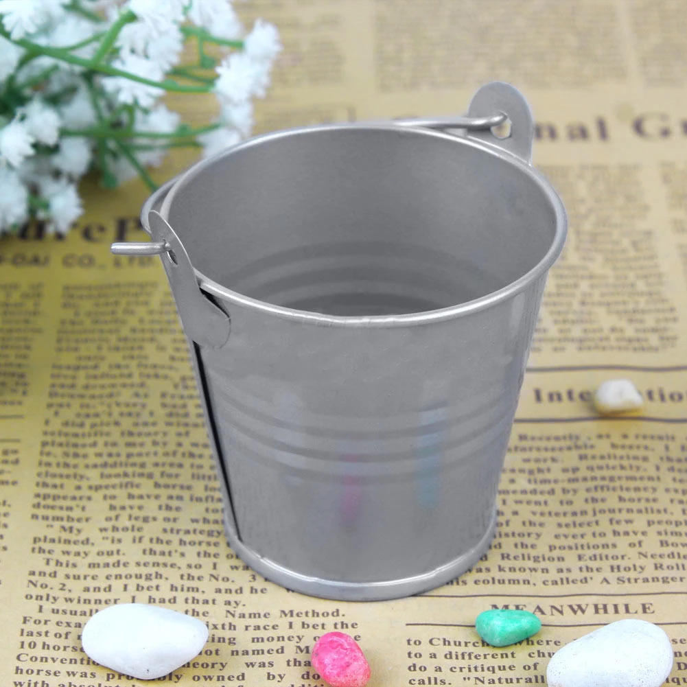 

Creative Succulent Pot Tinplate Wedding Supplies Candy Colored Tin Bucket Mini Tin Bucket silver Small size 4*5.5*6