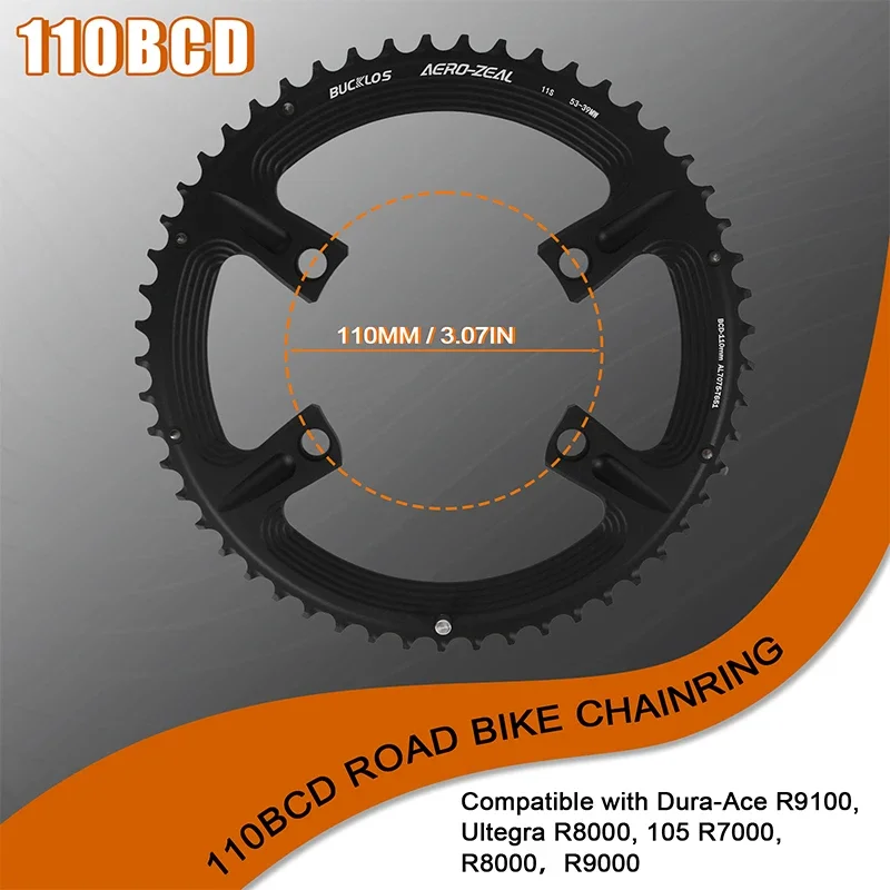 Ultralight Double Chainring for Road Bike 110BCD 50-34T 52-36T 53-39T Bicycle Cr