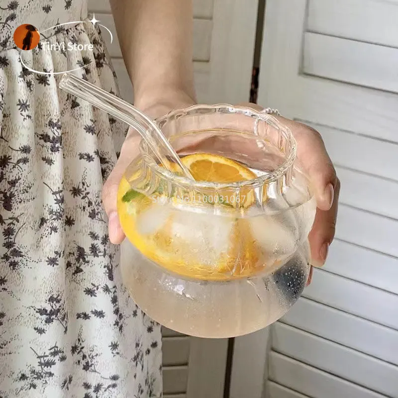 Ribbed Glasses Drinkware Glass Coffee Cup Nordic Transparent Glass