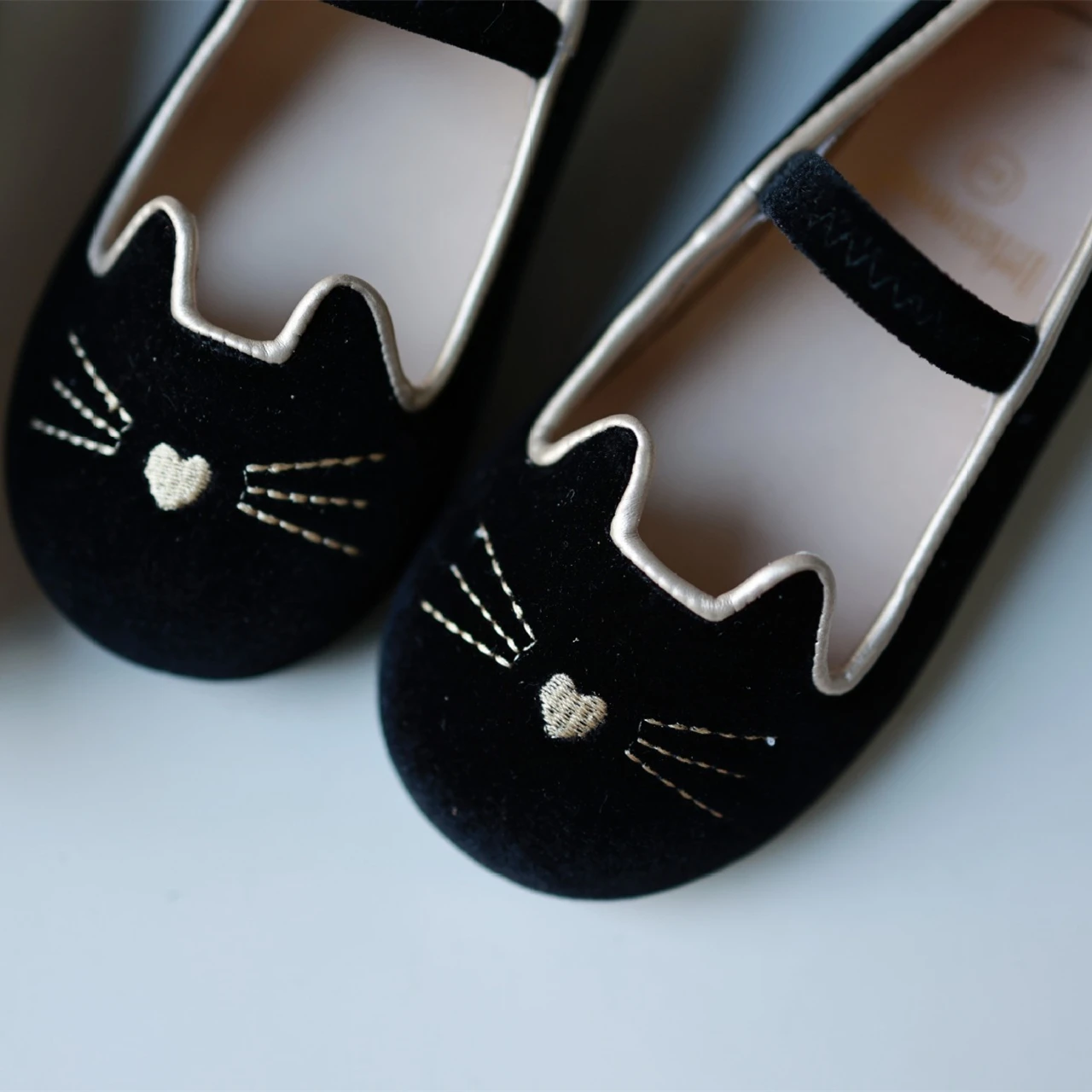 Cartoon Cat Girls Casual Shoes High Quality Gold Velour Genuine Leather Lining Baby Shoes Princess Children's Dance Shoes 2