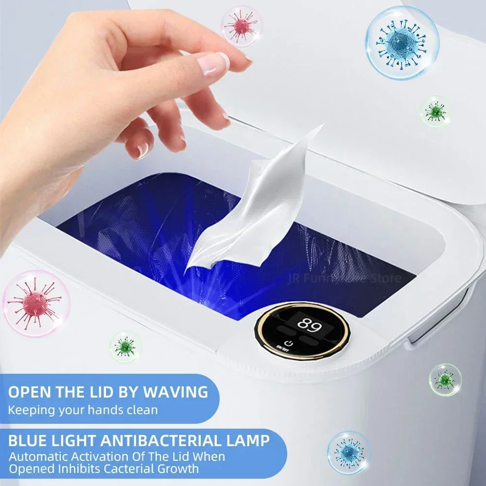 desktop trash can trash can 18L Smart Sensor Trash Bin Smart Sensing Trash Can Display Type-C Recharging Automatic Wastebin Kitchen Toilet Wastebasket