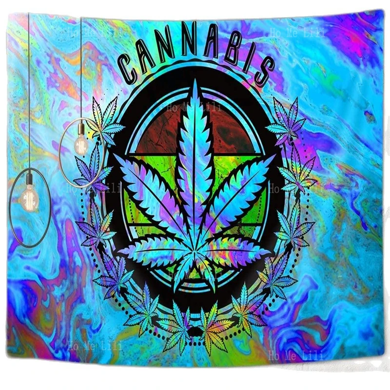 

Trippy Weed Leaf Tapestry Hippie Decoration India Aesthetic Art Wall Hanging Boho Home Decor For Bedroom Living Room