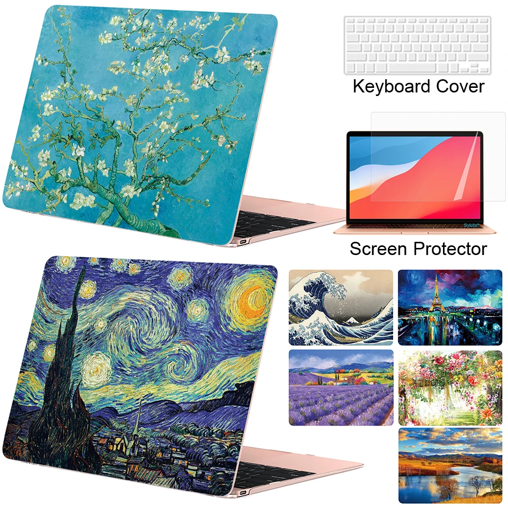 Sykiila Di Caso Per Macbook Air 11 13 Pro 12 13 15 16 Della Copertura Olio Di Arte Vernice Shell A1989 A2159 A2179 Tocco Bar 2019 2020 Gogh Marmo
