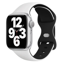 Premium Silicone Sport Strap for Smartwatch - Versatile and Durable Bracelet (White balck)