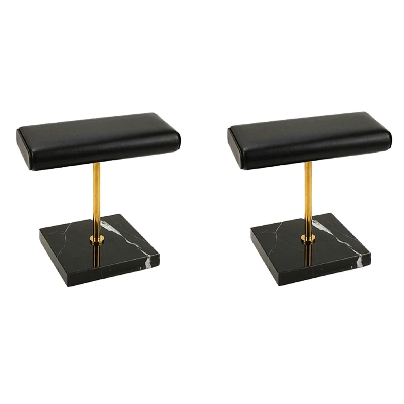

2X Black Marble Base Watch Stand Gold Metal Rod Display Props Bracelet Jewelry Lengthen Placement Stand