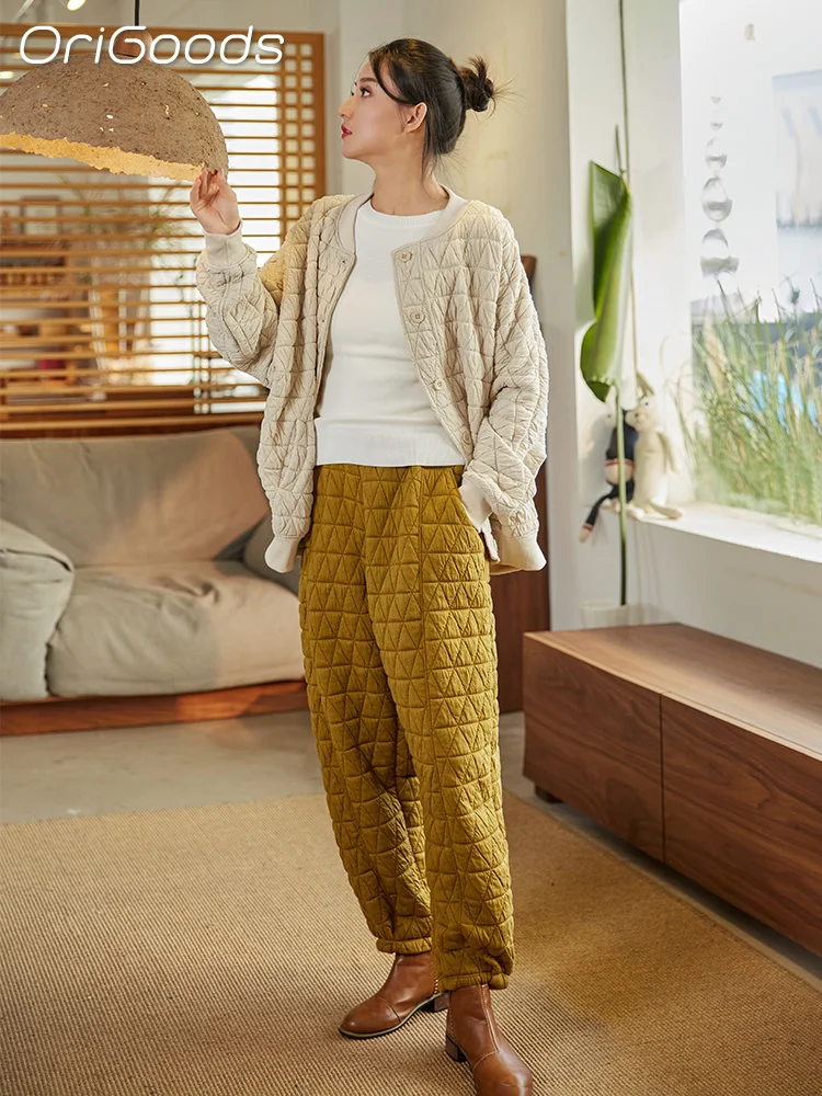 

Cotton Padded Harem Pants for Women Loose Fashion Warm Winter Pants Women Autumn Winter Clothing Quilted Trousers B095