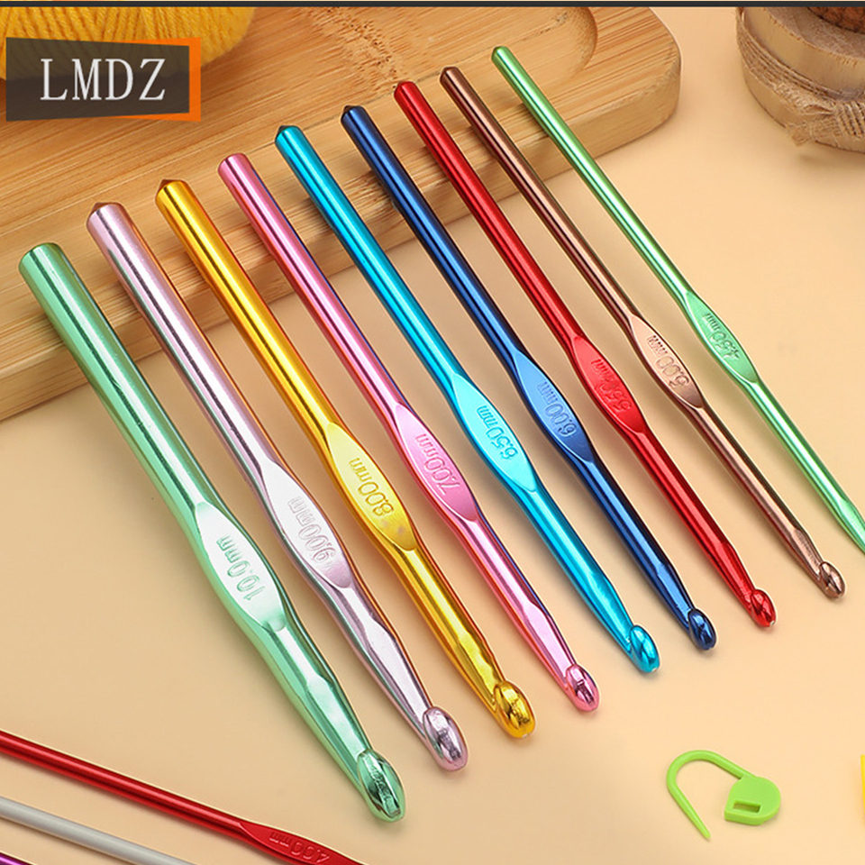 2.0mm to 10mm Aluminum Crochet Hooks Knitting Needles Crochet Hooks Arthritic Hands Multicolor Crochet Needles for Yarn Craf