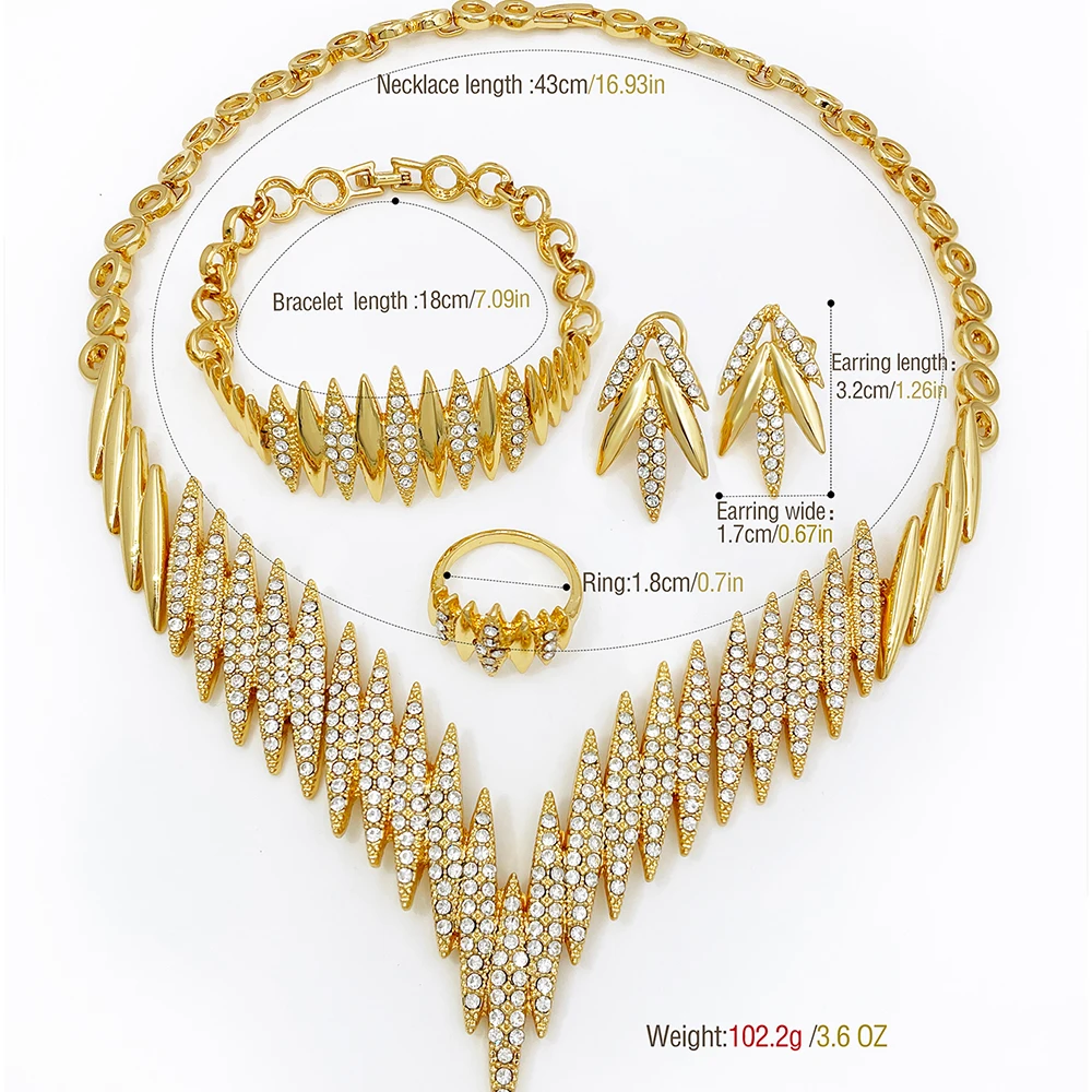 2309130-66f8dd.jpg Se7c77c13dd0b4a45bebd9777df81f0d4N Horse Eye Jewelry Set Luxury Zircon Necklace Bracelet Earring Ring Wedding Jewellery 18K Gold Plated Mallzona