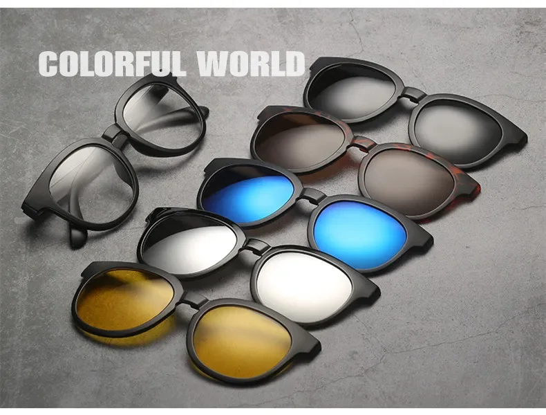 6-in-1-Magnet-Sonnenbrillen-Clip und Korrekturbrille für Myopie -0,5 bis -10, polarisierte oder Nachtsichtgläser, Männer und Frauen, kurzsichtige Brillen, F236 – Detail 7