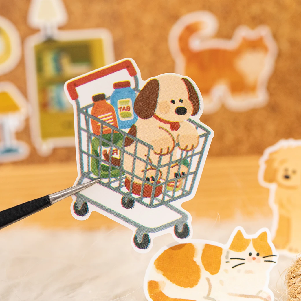2sheets Small Daily Series Kawaii Cartoon Animal Die Cutting Stickers DIY Diary Scrapbook Aesthetics Stationery Stic