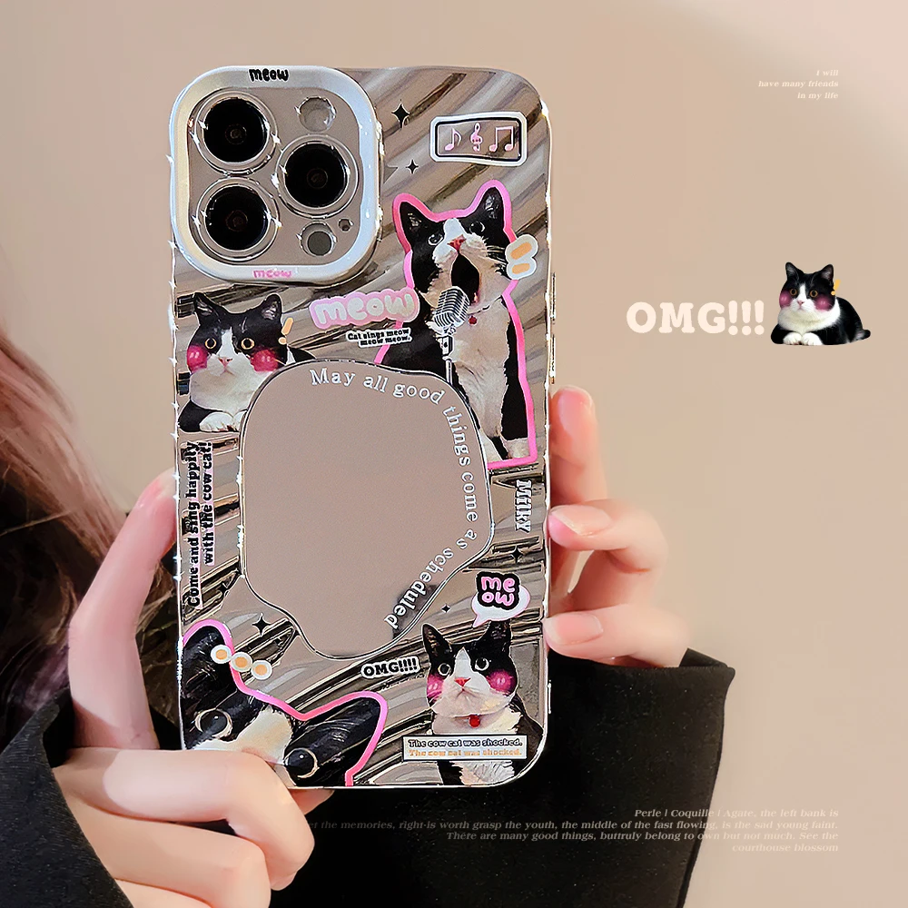 

iPhone 15 Pro Max Case Cartoon Mirror Cute Case for Apple iPhone 14 13 12 11 ProMax Plus X XR XS MAX Shockproof Hard Cover