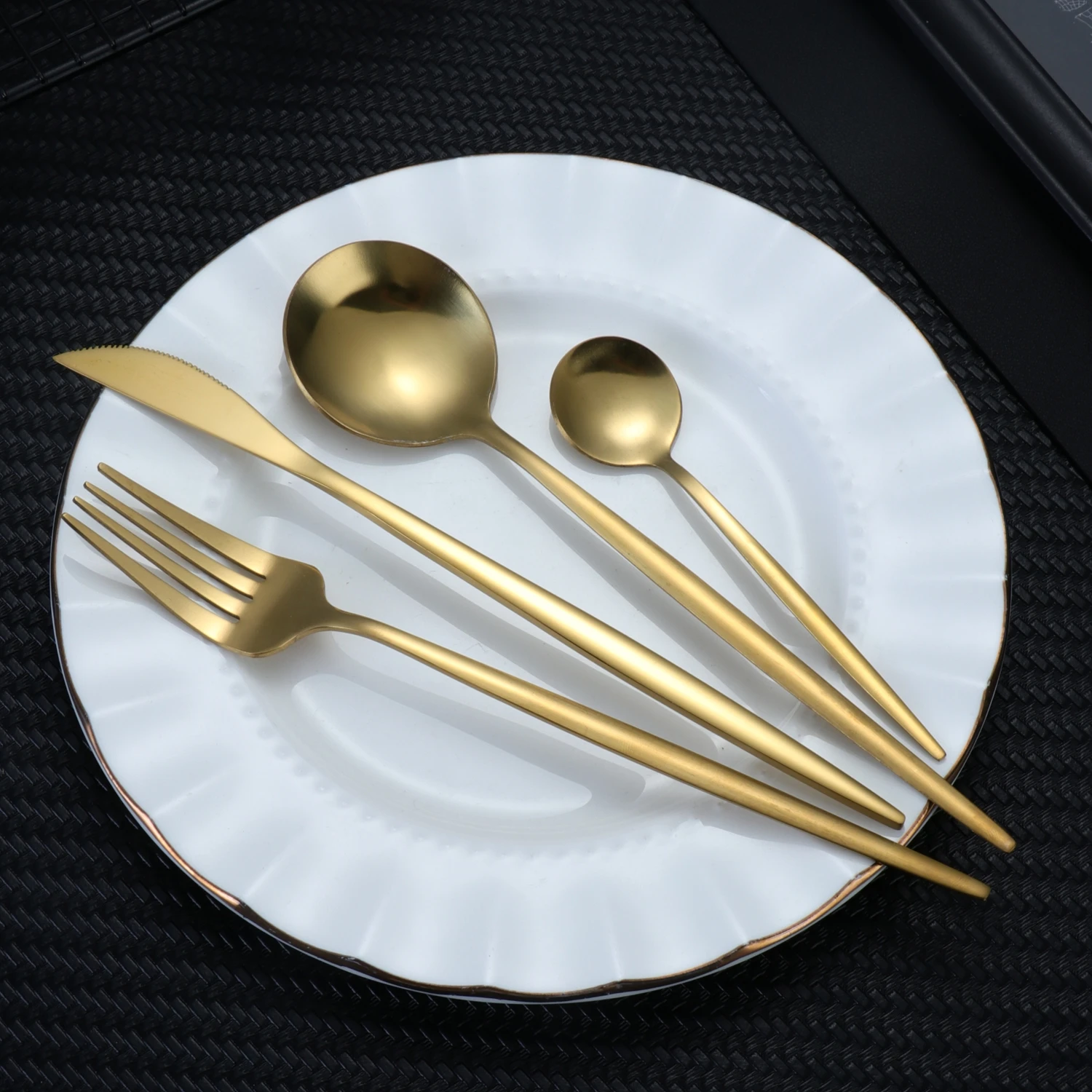 4/32pcs Portuguese Western style stainless steel tableware set for 8 people silver and gold tableware reusable dishwasher can b Cutlery Set Western Style Cutlery Set Stainless Steel Cutlery Set