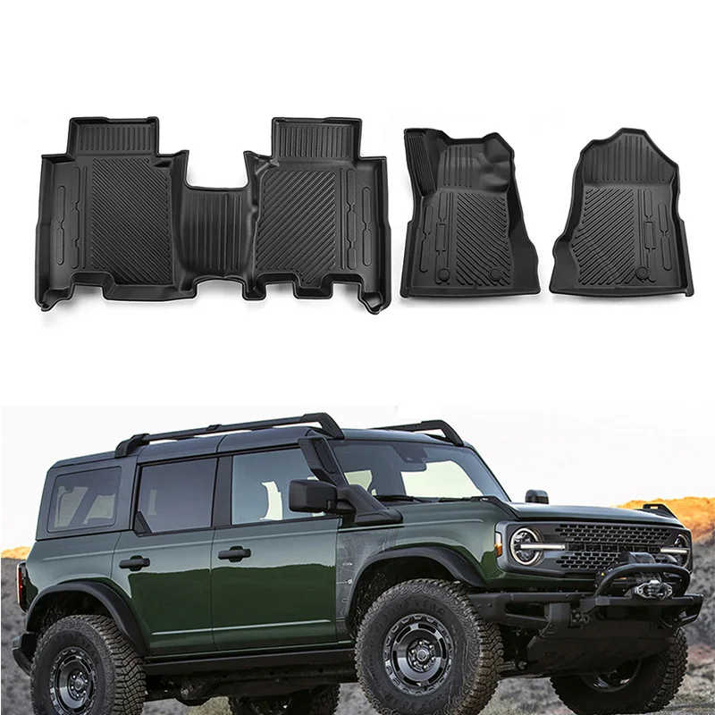 

Foot Mat For Ford Bronco 2021+ 4-Door Car Floor Mats All-Weather TPE Foot Mats Odorless Pad Waterproof Mat Interior Accessories